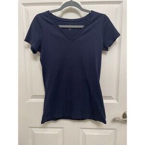 Lilly Pulitzer Women's Large Navy Blue V-Neck Tee Short Sleeve Pima Cotton